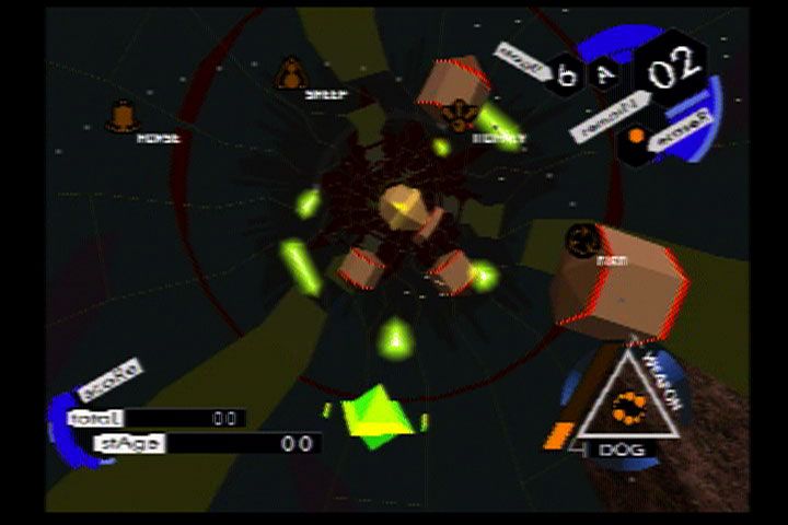 iS: internal section (PlayStation) screenshot: Boss throws out obstacles that cannot be destroyed!