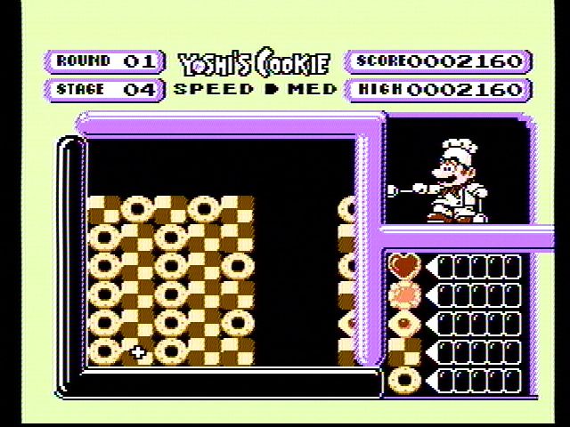 Yoshi's Cookie (NES) screenshot: Cookies accumulating