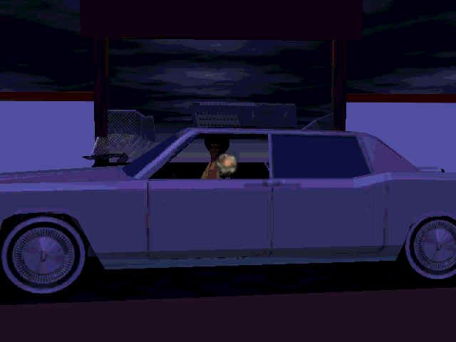 Interstate '76: Nitro Pack (Windows) screenshot: Taurus after slamming through a gate (intro)