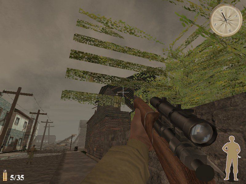 World War II: Sniper - Call to Victory (Windows) screenshot: Graphics failures of this sort seem to happen on a variety of video cards.