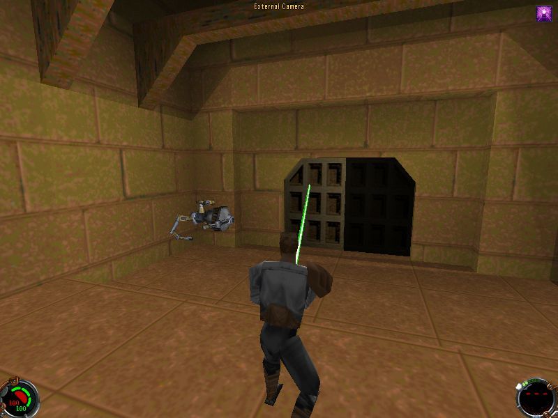 Star Wars: Jedi Knight - Dark Forces II (Windows) screenshot: The home of Kyle Katarn (our hero), and his daddy saved him a present (the lightsaber)