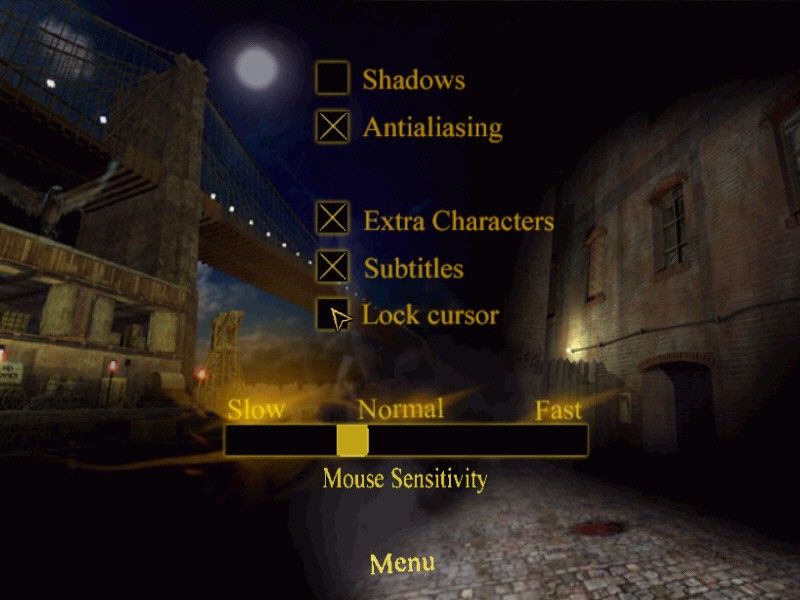Jack the Ripper (Windows) screenshot: Options Menu