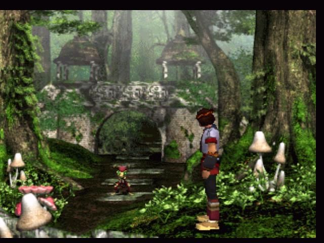 Jade Cocoon: Story of the Tamamayu (PlayStation) screenshot: In the forest. The monsters are all visible.