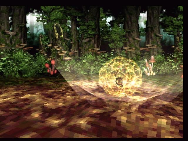 Jade Cocoon: Story of the Tamamayu (PlayStation) screenshot: Catching a monster in a cocoon