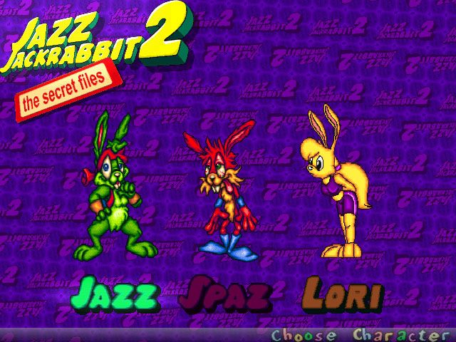 Jazz Jackrabbit 2: The Secret Files (Windows) screenshot: Character Selection Screen