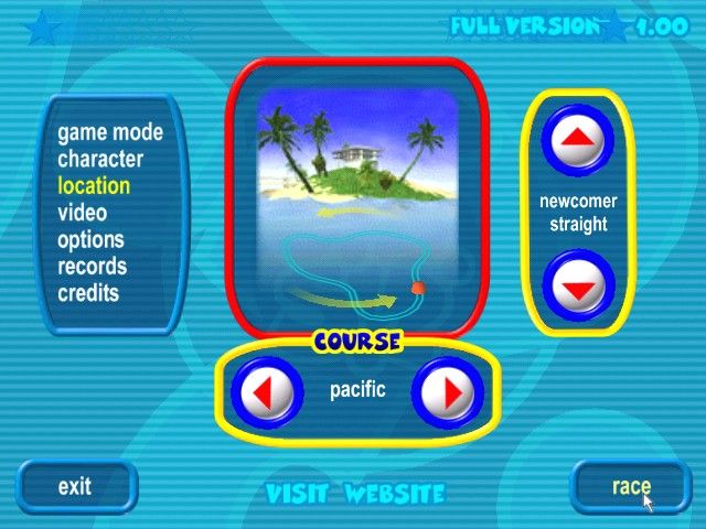 Jetboat Superchamps 2 (Windows) screenshot: Here we can select a course
