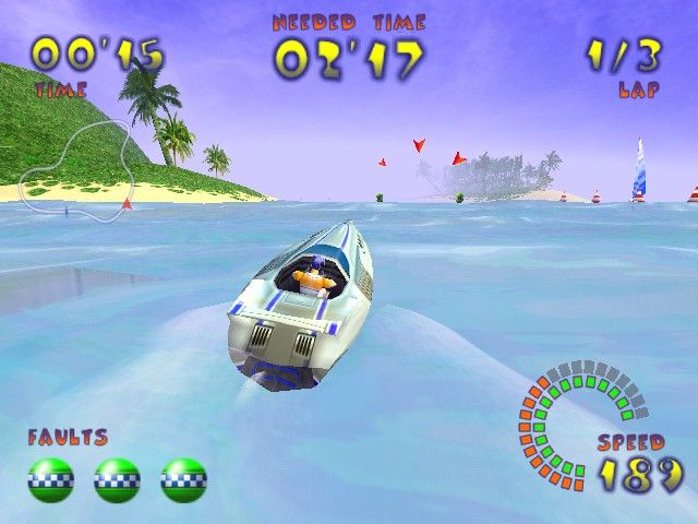Jetboat Superchamps 2 (Windows) screenshot: To win, it's important not to miss a gate.