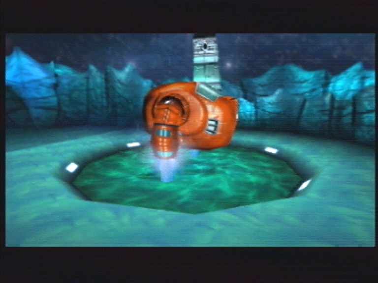 Jet Force Gemini (Nintendo 64) screenshot: Juno's Spacecraft touches down in one of the level intros