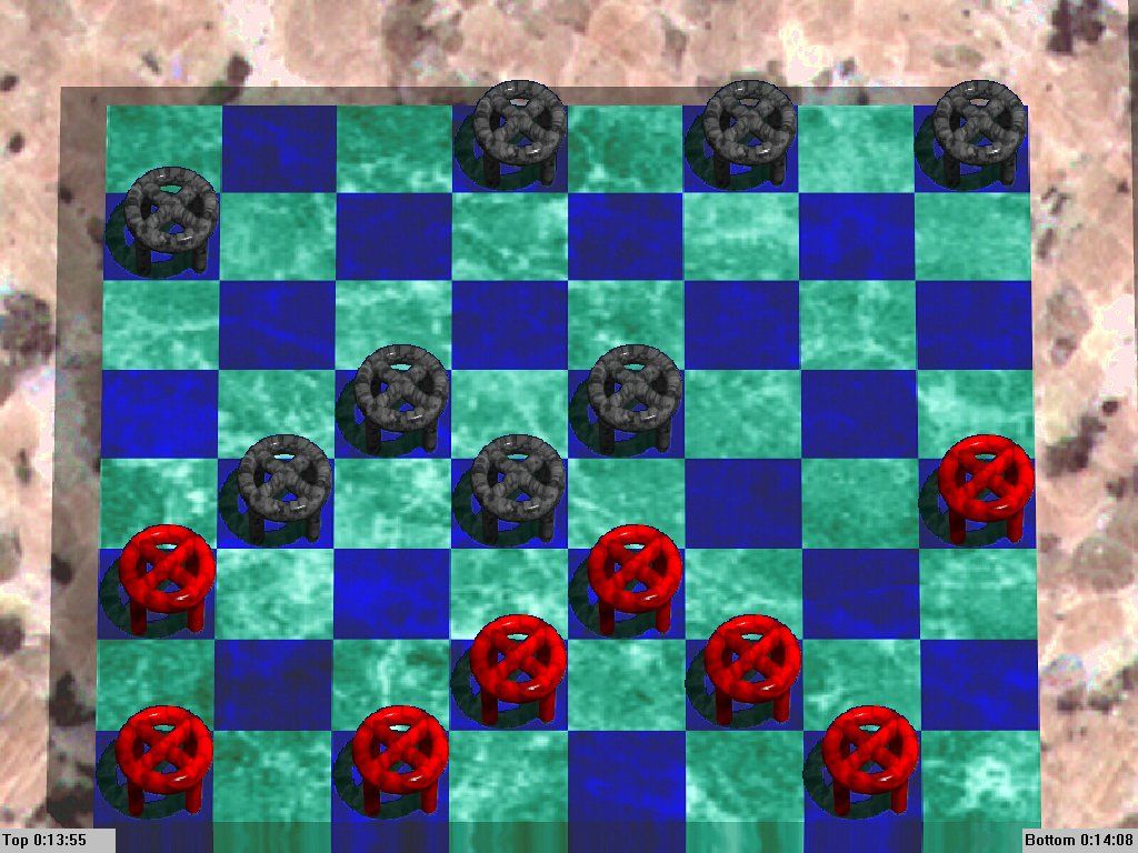 The 'Jongg CD! (Windows) screenshot: Cyber Checkers - the bundled checkers game.