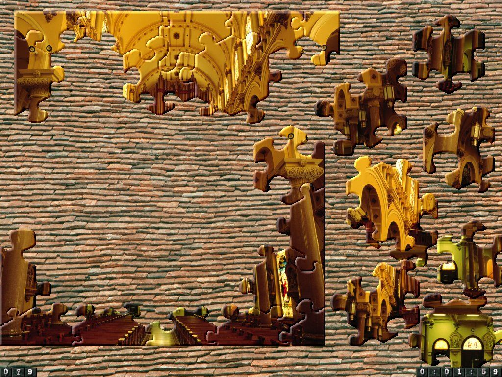 The 'Jongg CD! (Windows) screenshot: Fancy Jiggler - one of the four Jigsaw games included.