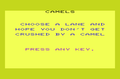 Riddle of the Sphinx (VIC-20) screenshot: Choose a lane...