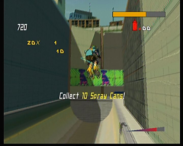 JSRF: Jet Set Radio Future (Xbox) screenshot: Making some twists and turns in the air get you some points.