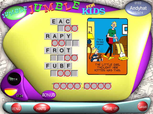 Jumble Computer Screenshot of Jumble: That Scrambled Word Game (Windows, 1998) - MobyGames