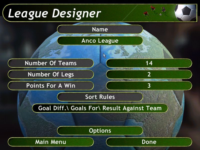 Kick Off 02 (Windows) screenshot: You can create your own leagues