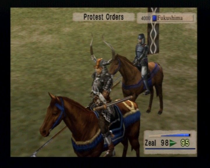 Kessen (PlayStation 2) screenshot: In certain cases, your own men will question your commands.