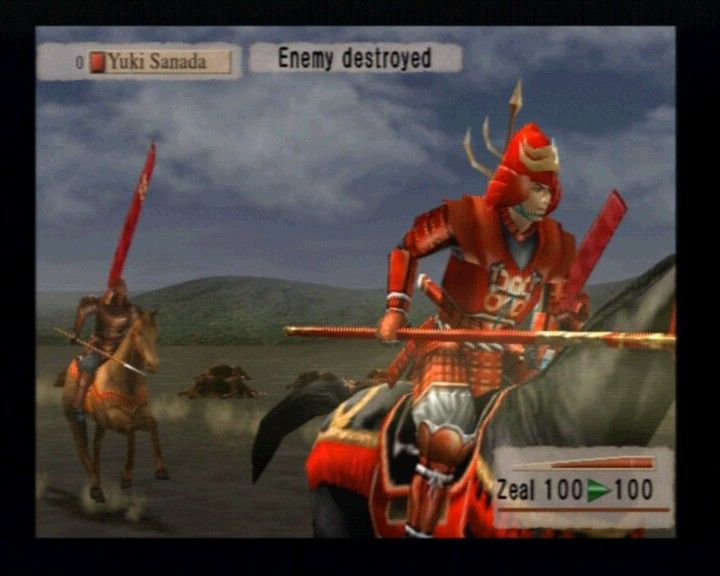 Kessen (PlayStation 2) screenshot: When some officer retreats, then it's definitive his unit is off the battlefield for good.
