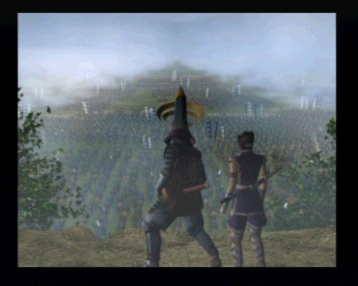 Kessen (PlayStation 2) screenshot: Ieyasu Tokugawa (eastern army) is readying his troops for battle at Sekigahara.