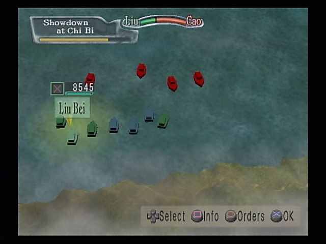 Kessen II (PlayStation 2) screenshot: You sunk my battleship! The strategic map allows for quick overviews of battles and changes in strategy.