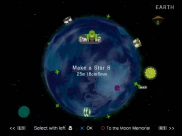 Katamari Damacy (PlayStation 2) screenshot: Level Select Planet