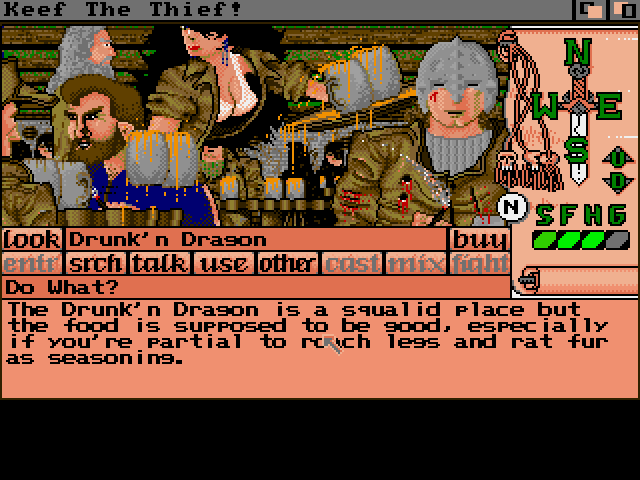 Keef the Thief: A Boy and His Lockpick (Amiga) screenshot: Inside the pub