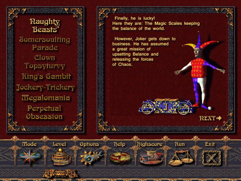 Keep the Balance! (Windows) screenshot: Selecting a level