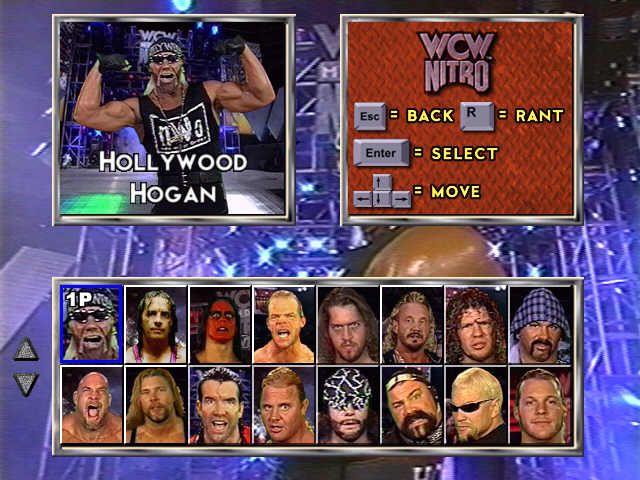 WCW Nitro (Windows) screenshot: Selecting a wrestler