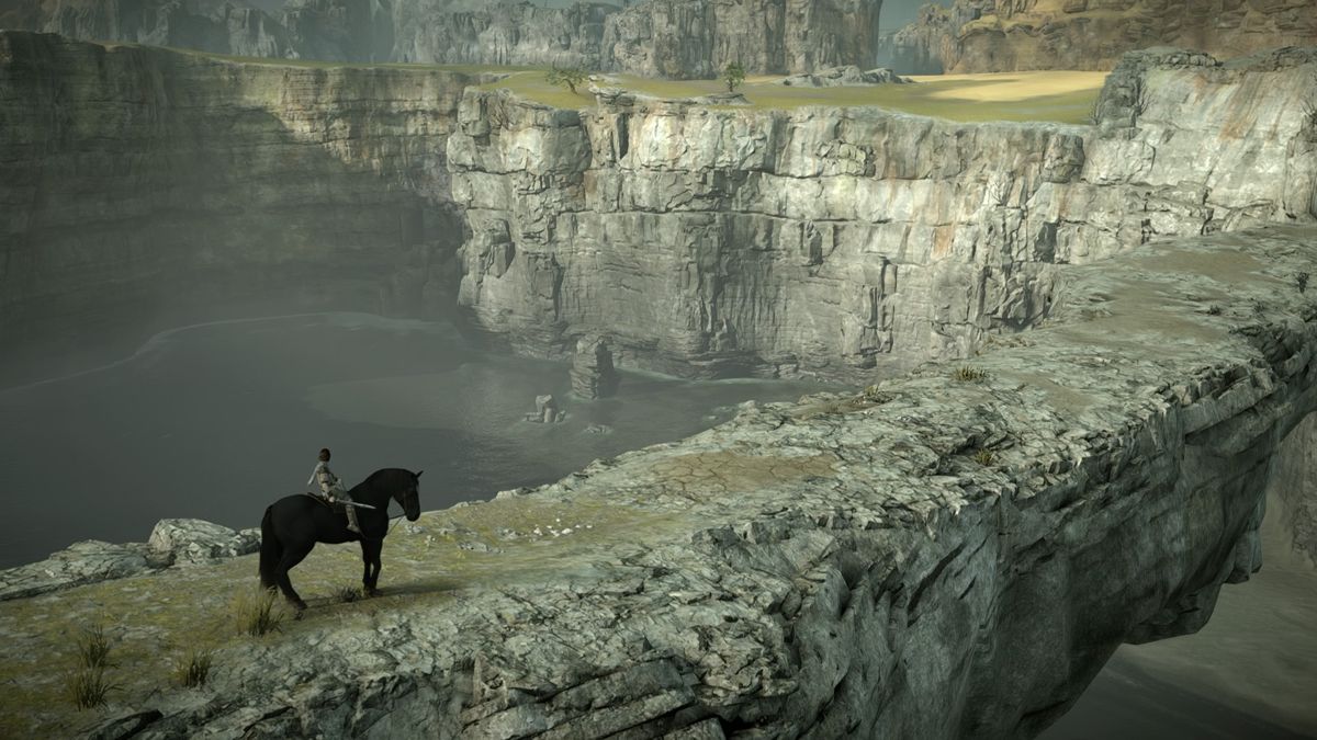 Shadow of the Colossus (PlayStation 4) screenshot: A view from a natural bridge