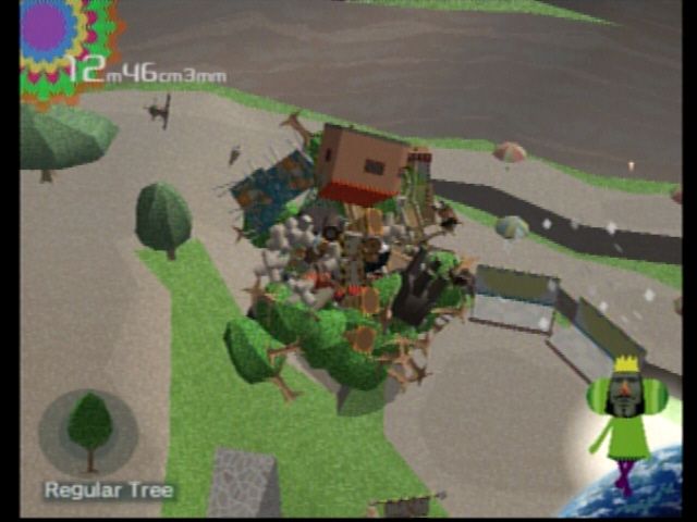 Katamari Damacy (PlayStation 2) screenshot: ...and trees...