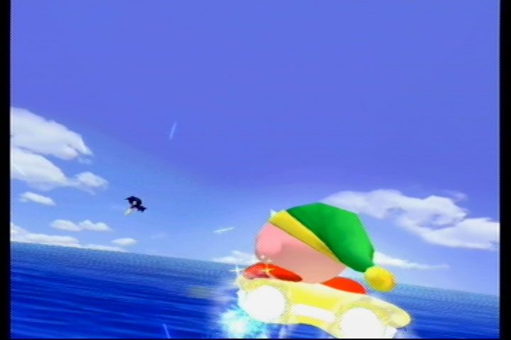 Kirby Air Ride (GameCube) screenshot: Intro: Kirby Chases Meta Knight