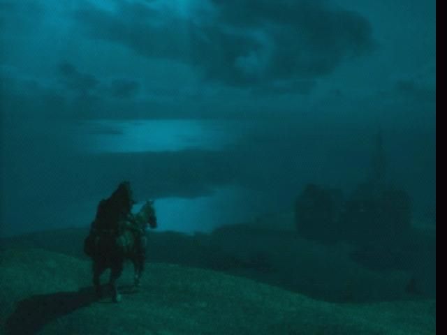 Koudelka (PlayStation) screenshot: Koudelka on her horse somewhere in Wales