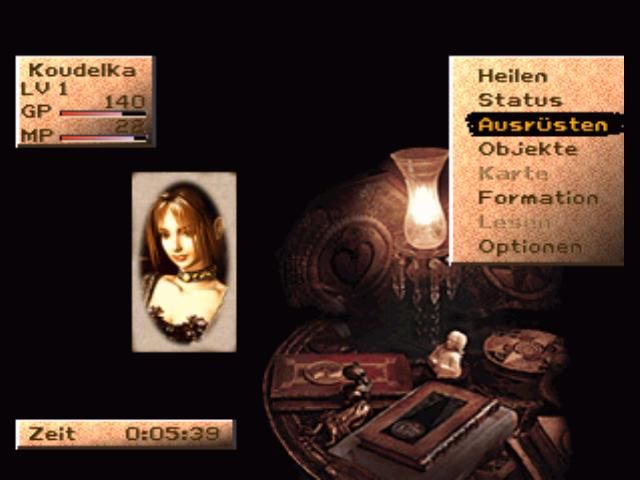 Koudelka (PlayStation) screenshot: Menu