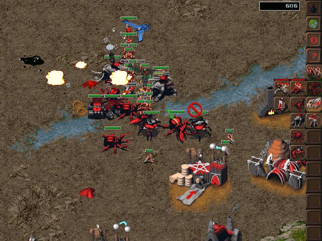 KKND: Krush Kill 'N Destroy Xtreme (Windows) screenshot: Enemy aircraft is bombarding our troops.