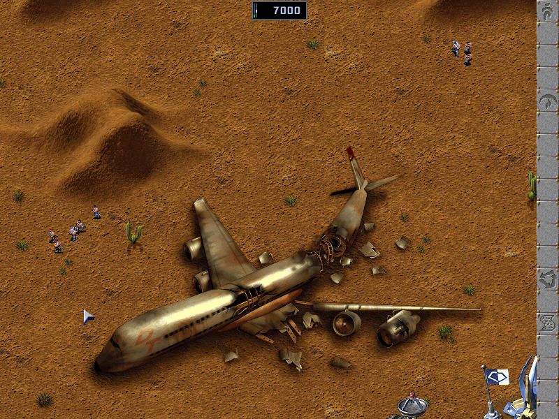 KKND2: Krossfire (Windows) screenshot: Crash landing site.