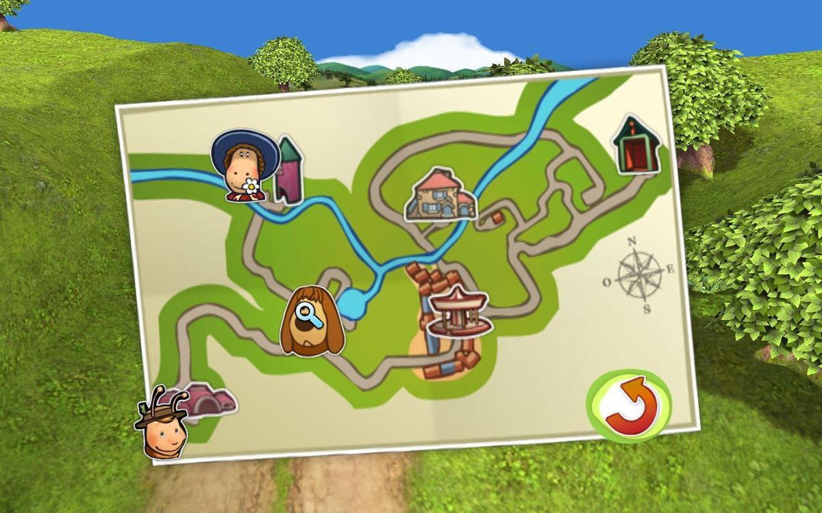 The Magic Roundabout (Windows) screenshot: The in-game map. Characters will alert Dougal when they need help.
