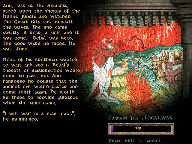 Lands of Lore III (Windows) screenshot: During the installation, you'll get a complete background story that will introduce you to your current role and help you figure the Lands better.
