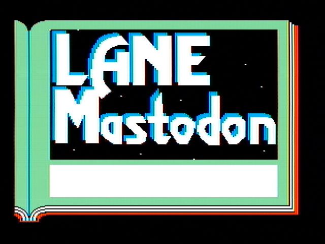 Lane Mastodon vs. the Blubbermen (PC Booter) screenshot: Title screen (CGA with composite monitor)