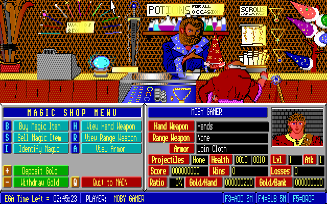 The Pit (DOS) screenshot: Ye Olde Magic Shoppe (EGA)