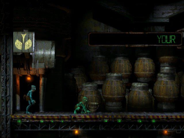 Oddworld: Abe's Oddysee (Windows) screenshot: You must rescue your race from being served as a main meal