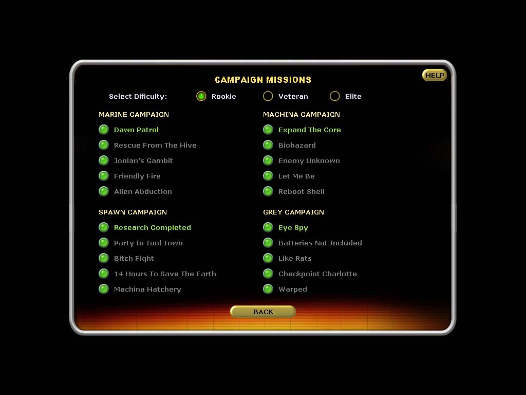Laser Squad: Nemesis (Windows) screenshot: Scenario Selection