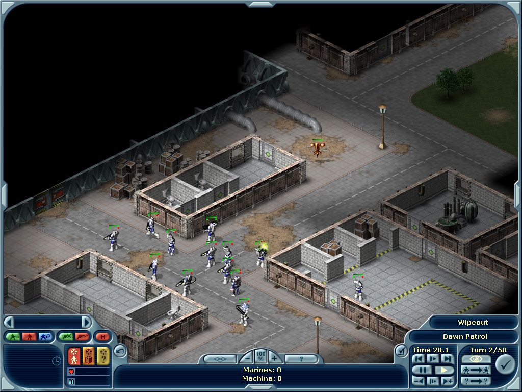 Laser Squad: Nemesis (Windows) screenshot: A human patrol encounters some scouts
