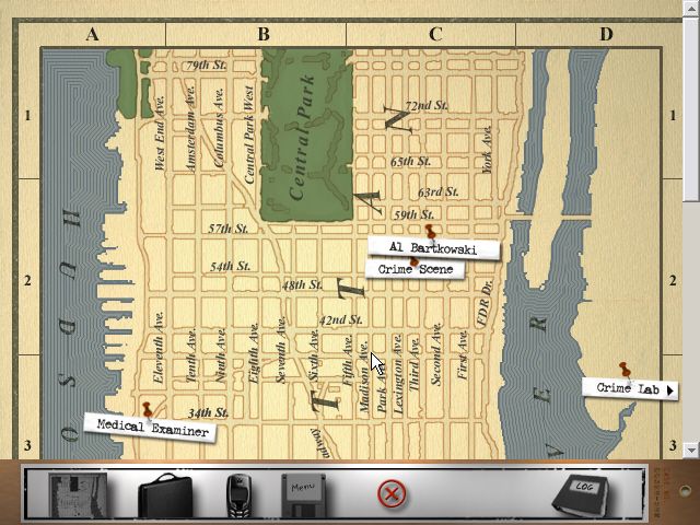 Law & Order II: Double or Nothing (Windows) screenshot: Interactive Map - more places are added as you find out about them.