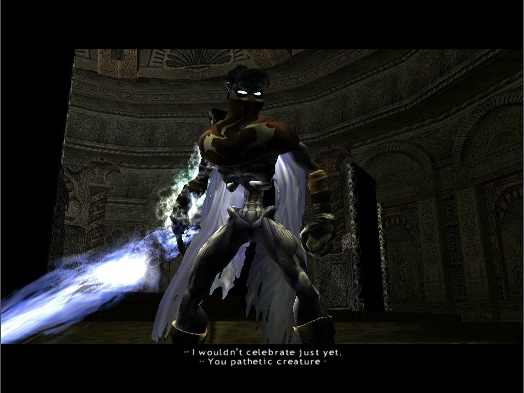 Legacy of Kain: Defiance (Windows) screenshot: Who are you calling pathetic? I know I have a bad hair day, but you're kind over the line there!