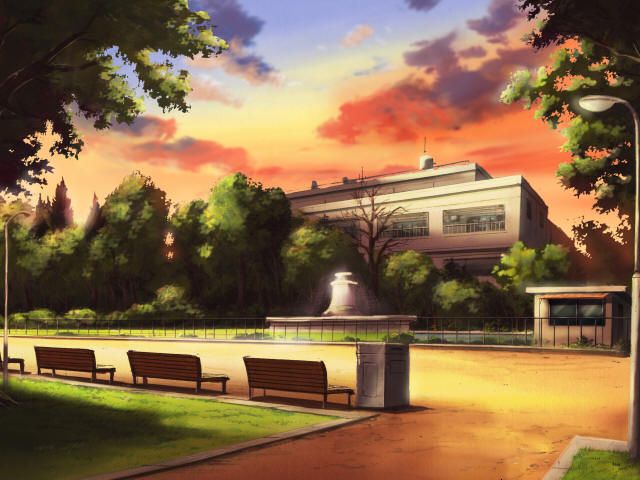 The Sagara Family (Windows) screenshot: A park in the evening