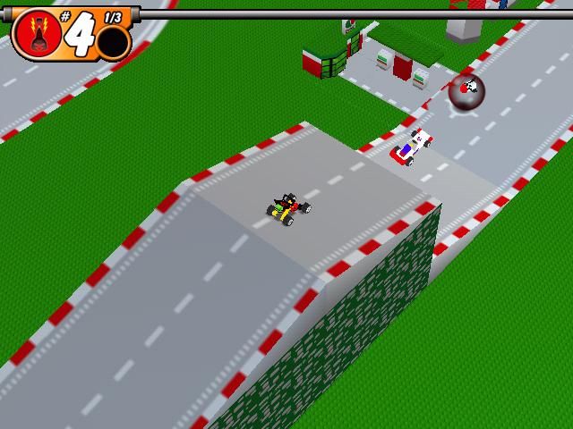 LEGO Stunt Rally (Windows) screenshot: A big jump.
