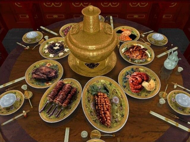 The Legend of Lotus Spring (Windows) screenshot: A feast fit for an emperor!