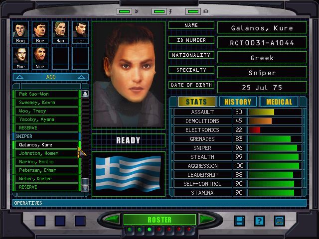 Tom Clancy's Rainbow Six: Rogue Spear (Windows) screenshot: Team Roster