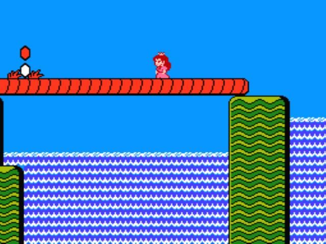 Super Mario Bros. 2 (NES) screenshot: Crossing a waterfall