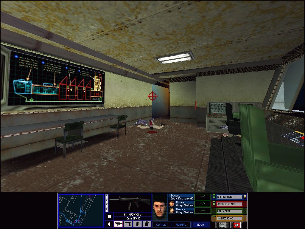 Tom Clancy's Rainbow Six: Rogue Spear (Windows) screenshot: Defeating terrorists at a great super tanker