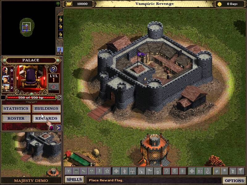 Majesty: The Fantasy Kingdom Sim (Demo Version) (Windows) screenshot: Starting off with a castle