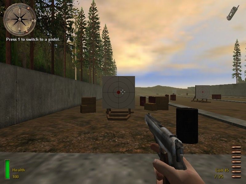 Medal of Honor: Allied Assault (Windows) screenshot: Practicing with the pistol...